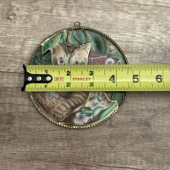 Capiz Shell Tabby Cat Suncatcher Garden Kitty Kitten 4.5 inch Window Decor - Picture 7 of 7